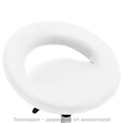 Стол с колелца, бял, изкуствена кожа