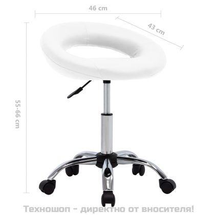 Стол с колелца, бял, изкуствена кожа