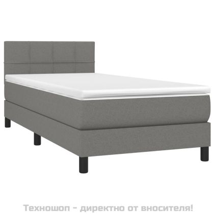 Боксспринг легло с матрак, тъмносиво, 100x200 см, плат