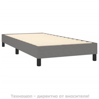 Боксспринг легло с матрак, тъмносиво, 100x200 см, плат
