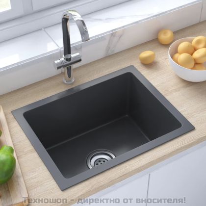 Ръчно изработена кухненска мивка, черна, неръждаема стомана