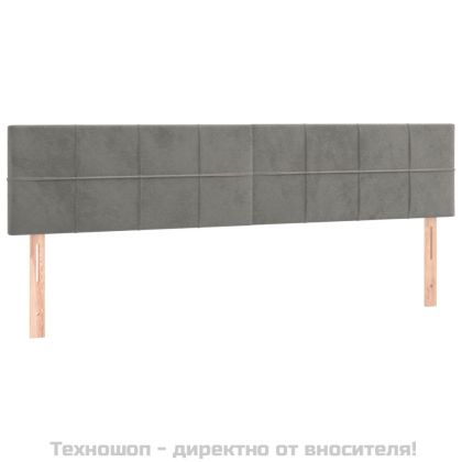 Боксспринг легло с матрак, светлосиво, 200x200 см, кадифе