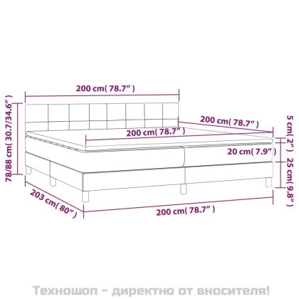 Боксспринг легло с матрак, светлосиво, 200x200 см, кадифе