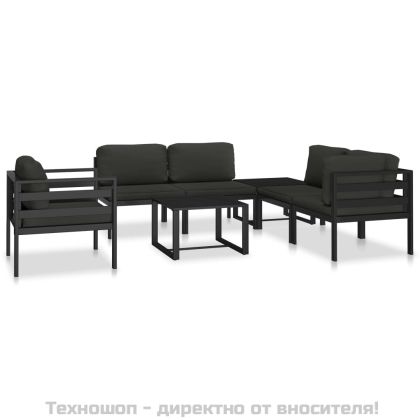 Модулен среден диван с възглавници, алуминий, антрацит