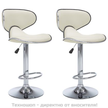 Бар табуретки, 2 бр, кремави, изкуствена кожа