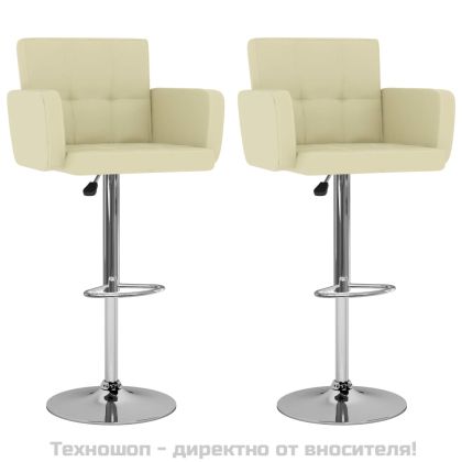 Бар табуретки, 2 бр, кремави, изкуствена кожа