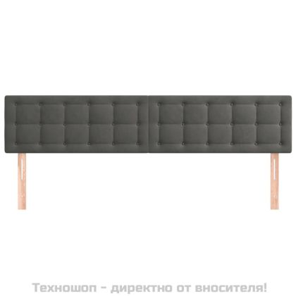 Табла за легло, тъмносива, 200x5x78/88 см, кадифе