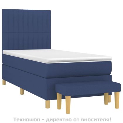 Боксспринг легло с матрак, синя, 90x200 см, плат