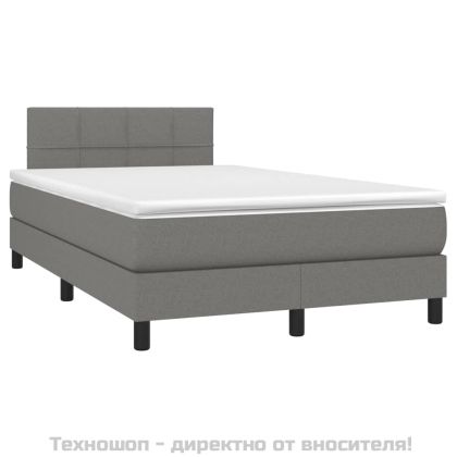 Боксспринг легло с матрак, тъмносиво, 120x200 см, плат