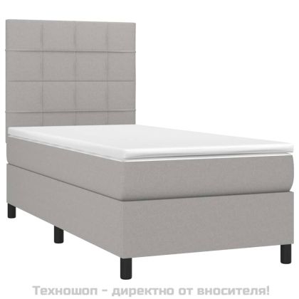 Боксспринг легло с матрак, светлосива, 90x190 см, плат
