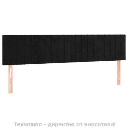 Горни табли за легло, 2 бр, черни, 100x5x78/88 см, кадифе