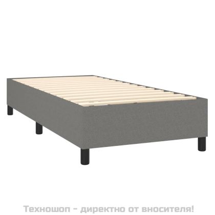 Боксспринг легло с матрак, тъмносиво, 100x200 см, плат