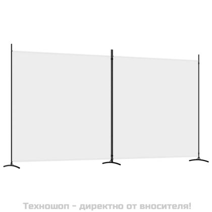 Параван за стая, 2 панела, бял, 348x180 см, плат