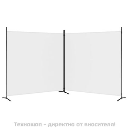 Параван за стая, 2 панела, бял, 348x180 см, плат