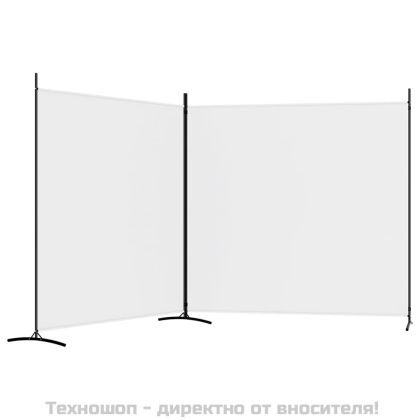 Параван за стая, 2 панела, бял, 348x180 см, плат
