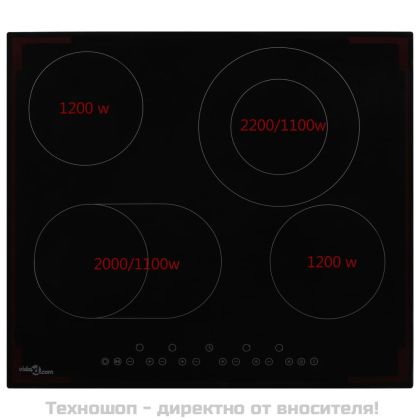 Керамичен плот с 4 котлона, сензорен контрол, 6600 W