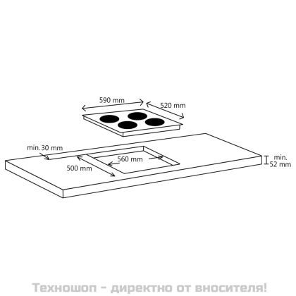 Керамичен плот с 4 котлона, сензорен контрол, 6600 W