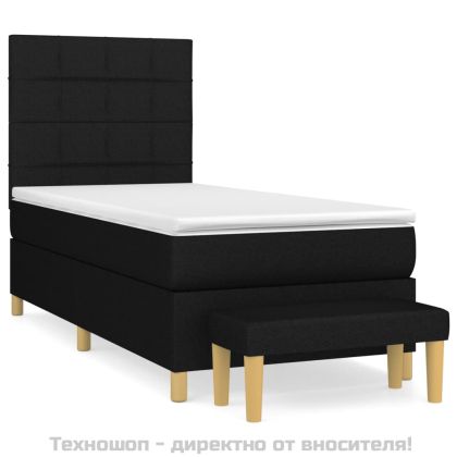 Боксспринг легло с матрак, черно, 100x200 см, плат