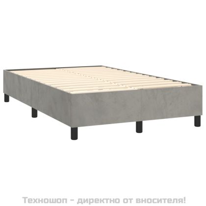 Боксспринг легло с матрак, светлосиво, 120x200 см, кадифе