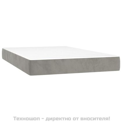 Боксспринг легло с матрак, светлосиво, 120x200 см, кадифе