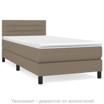 Боксспринг легло с матрак, таупе, 90x200 см, плат