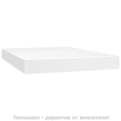 Боксспринг легло с матрак, бяло, 140x200 см, изкуствена кожа