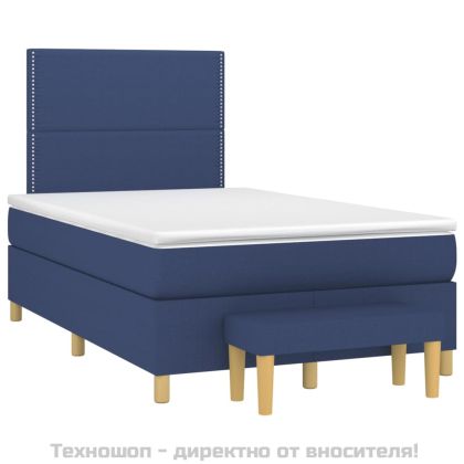 Боксспринг легло с матрак, синьо, 120x200 см, плат