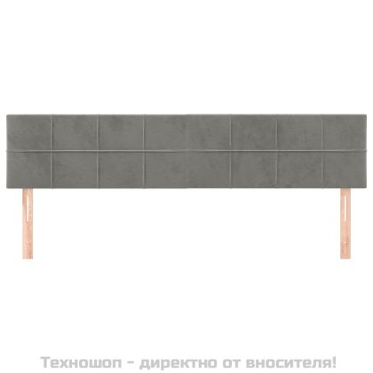 Горни табли за легло, 2 бр, светлосиви, 100x5x78/88 см, кадифе