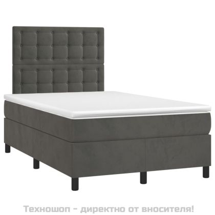 Боксспринг легло с матрак, тъмносиво, 120x200 см, кадифе