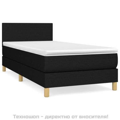 Боксспринг легло с матрак, черно, 80x200 см, плат