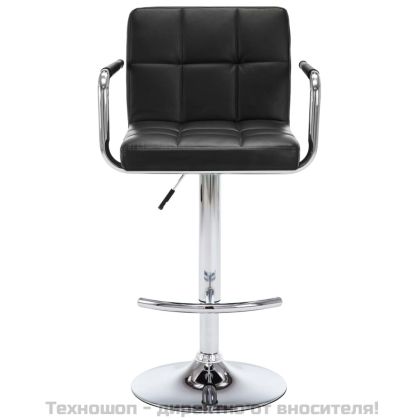 Бар табуретки, 2 бр, черни, изкуствена кожа