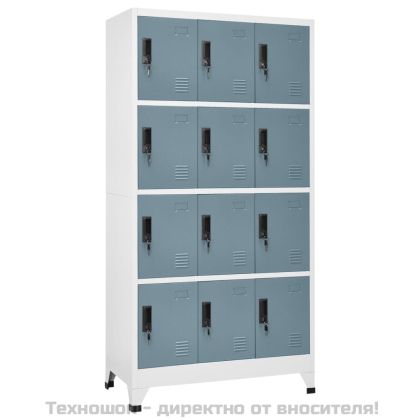 Заключващ се шкаф светлосиво и тъмносиво 90x45x180 см стомана