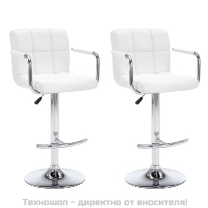 Бар табуретки, 2 бр, бели, изкуствена кожа