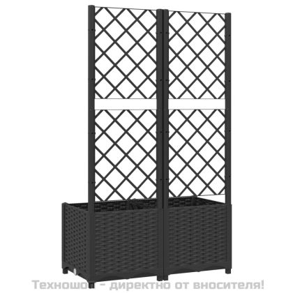 Градинска саксия с решетка, черна, 80x40x136 см, полипропилен