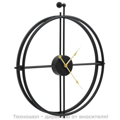 Стенен часовник, черен, 52 см, желязо