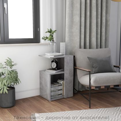 Странична маса, бетонно сива, 36x30x56 см, инженерно дърво