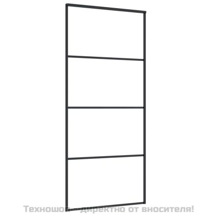 Плъзгаща се врата матирано ESG стъкло/алуминий 90x205 см черна
