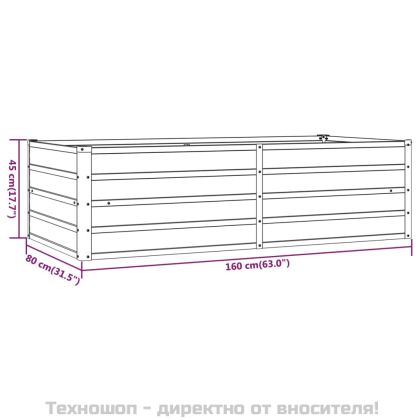 Градинска повдигната леха ръждив 160x80x45 см кортенова стомана