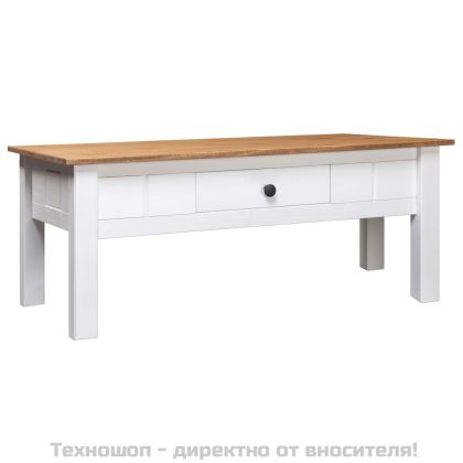 Кафе маса, бяла, 100x60x43,5 см, бор масив, Panama Range