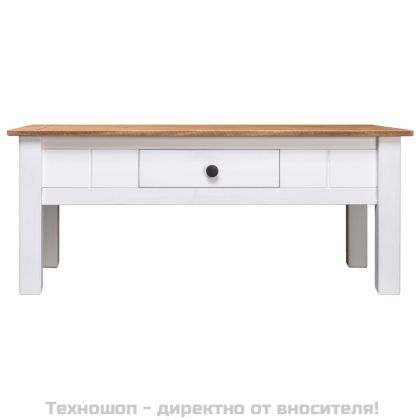 Кафе маса, бяла, 100x60x43,5 см, бор масив, Panama Range