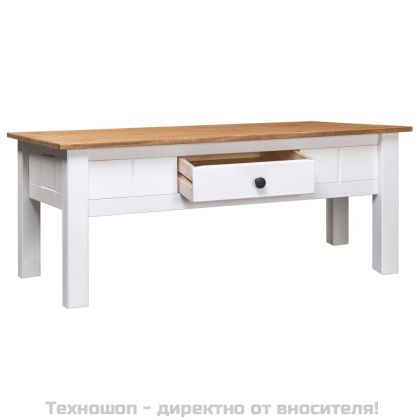 Кафе маса, бяла, 100x60x43,5 см, бор масив, Panama Range