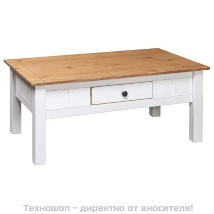 Кафе маса, бяла, 100x60x43,5 см, бор масив, Panama Range