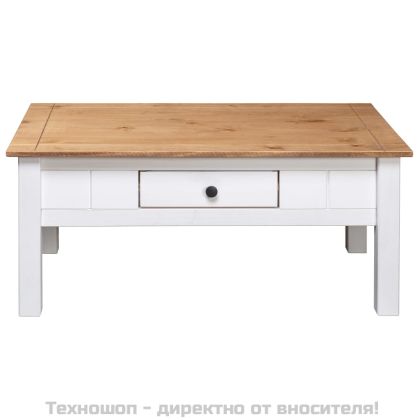 Кафе маса, бяла, 100x60x43,5 см, бор масив, Panama Range