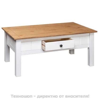Кафе маса, бяла, 100x60x43,5 см, бор масив, Panama Range