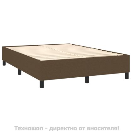 Рамка за легло с пружини, тъмнокафява, 140x200 см, плат