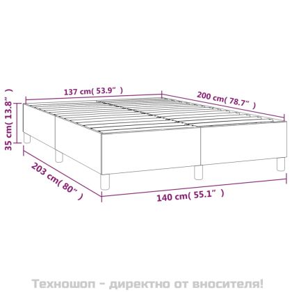 Рамка за легло с пружини, тъмнокафява, 140x200 см, плат
