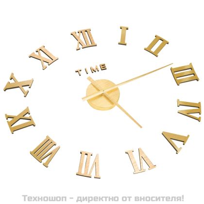 3D стенен часовник, модерен дизайн, 100 см, XXL, златист