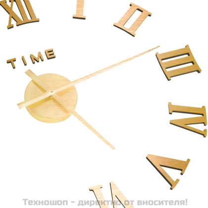 3D стенен часовник, модерен дизайн, 100 см, XXL, златист
