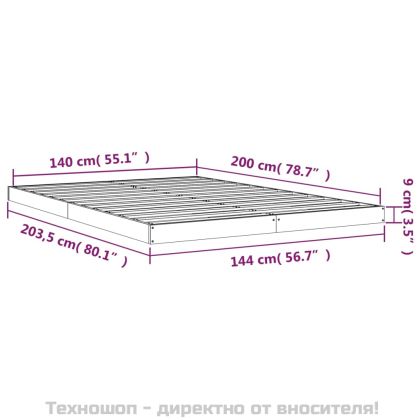 Рамка за легло, бяла, 140х200 см, бор масив
