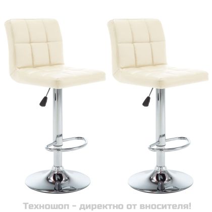 Бар табуретки, 2 бр, кремави, изкуствена кожа